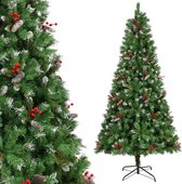 Uten Luxe uitvoering Kerstboom - Kunstkerstboom met Dennenappels en Besjes - H225 x Ø120 cm - 1200 Takken - Groen