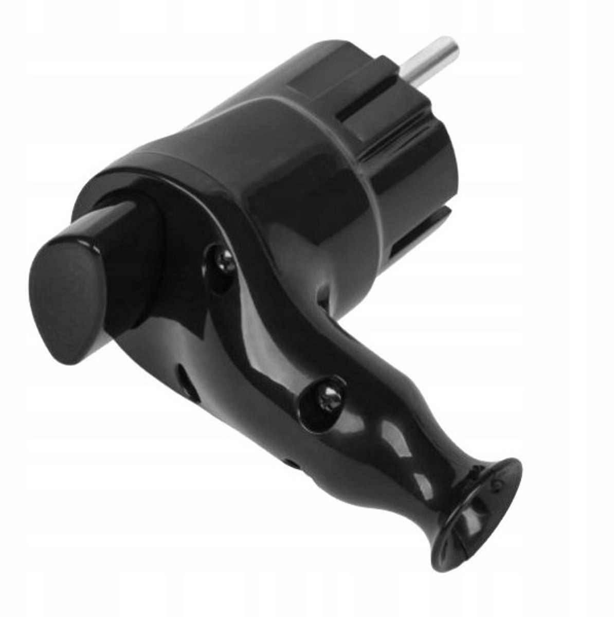 Haakse stekker met uitwerper - 16A - 250V - Zwart