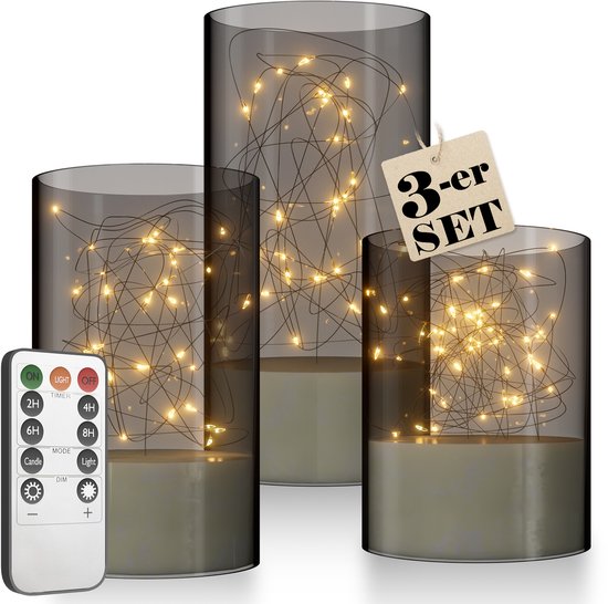 Anna's Collection Led Kaarsen - 3x Taupe - Afstandsbediening