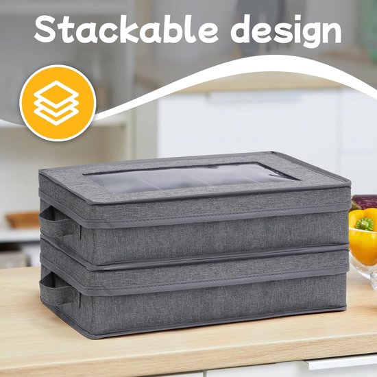 Bestekbak - Bestek opbergdoos - met afneembaar deksel en verstelbare verdelers - bestek en keukengerei opbergdoos - draagbare - voor lepels en eetstokjes ( 41.5*33*14.5 cm ) van Merkloos — afbeelding 2