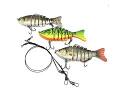 TopVisShop Kunstaas set voor roofvis met stalen onderlijnen - kunstaas snoek - meerdelige pluggen met haak - kunstaas roofvis - hengelsport - set van 3 stuks met 3 onderlijnen