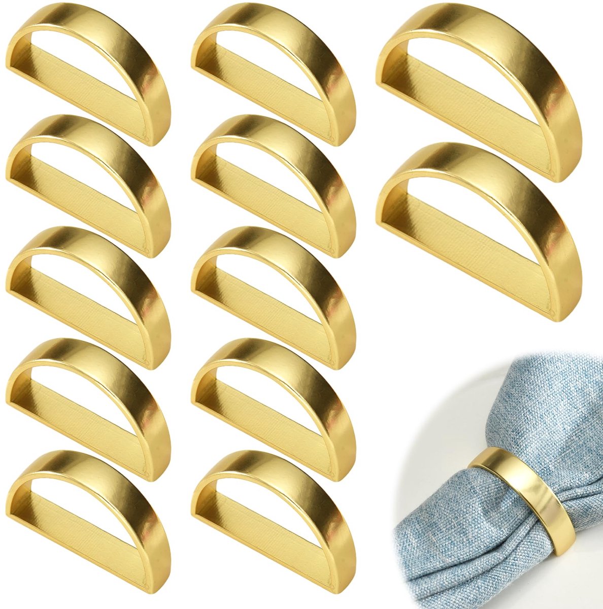 Unyqoos® Set van 12 elegante metalen gouden servetringen voor stijlvolle tafeldecoratie