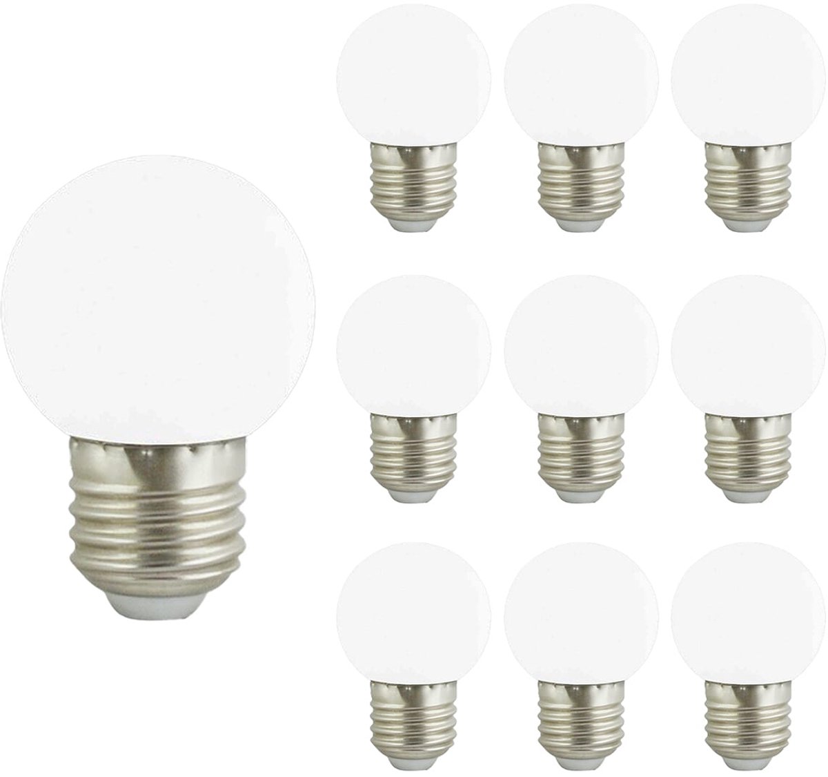 VITO LED Lamp G45 E27 - 2W (replaces 15W) - 120lm - 6400K Cool White - 180-240V - Flicker-free - Energy efficient - 10 pieces