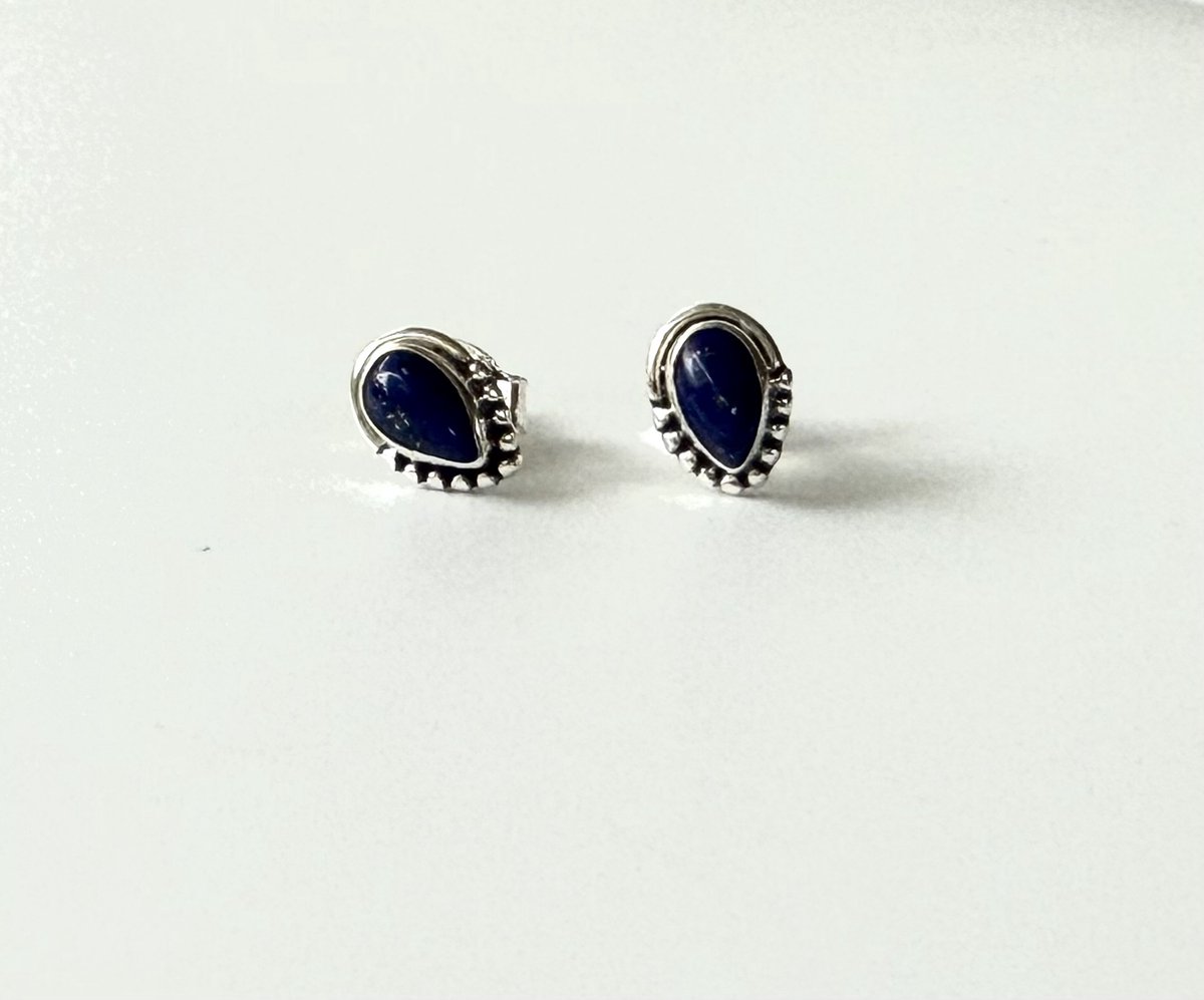 Lapis lazuli edelsteen oorbellen echt zilver