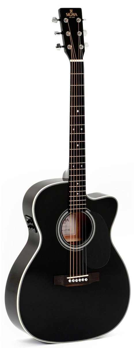 Sigma Guitars 000MC-1E Black elektrisch akoestische westerngitaar