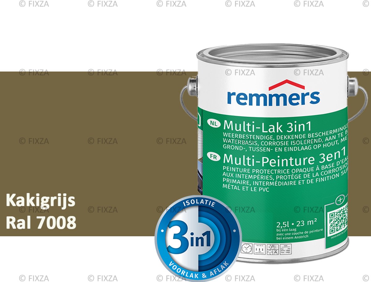 Remmers Multi-Lak 3in1 Kakigrijs – 2,5 Liter - lakverf voor Hout, Metaal en Kunststof