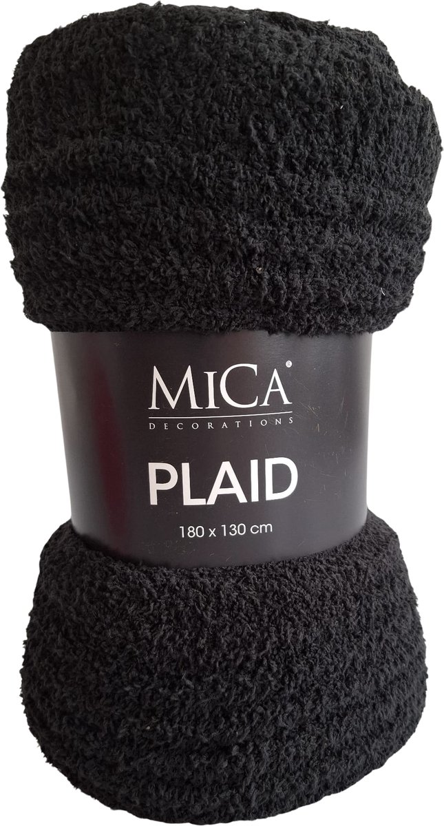 Mica Charlene Fleece Plaid 180x130 cm – Zacht Woondeken – Zwart