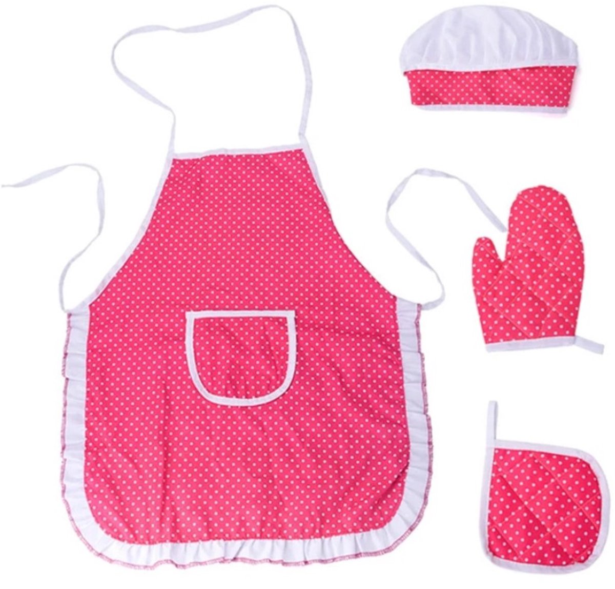 Kinderschort - keukenschort - Chef kok set - Roze - 47cmx38cm