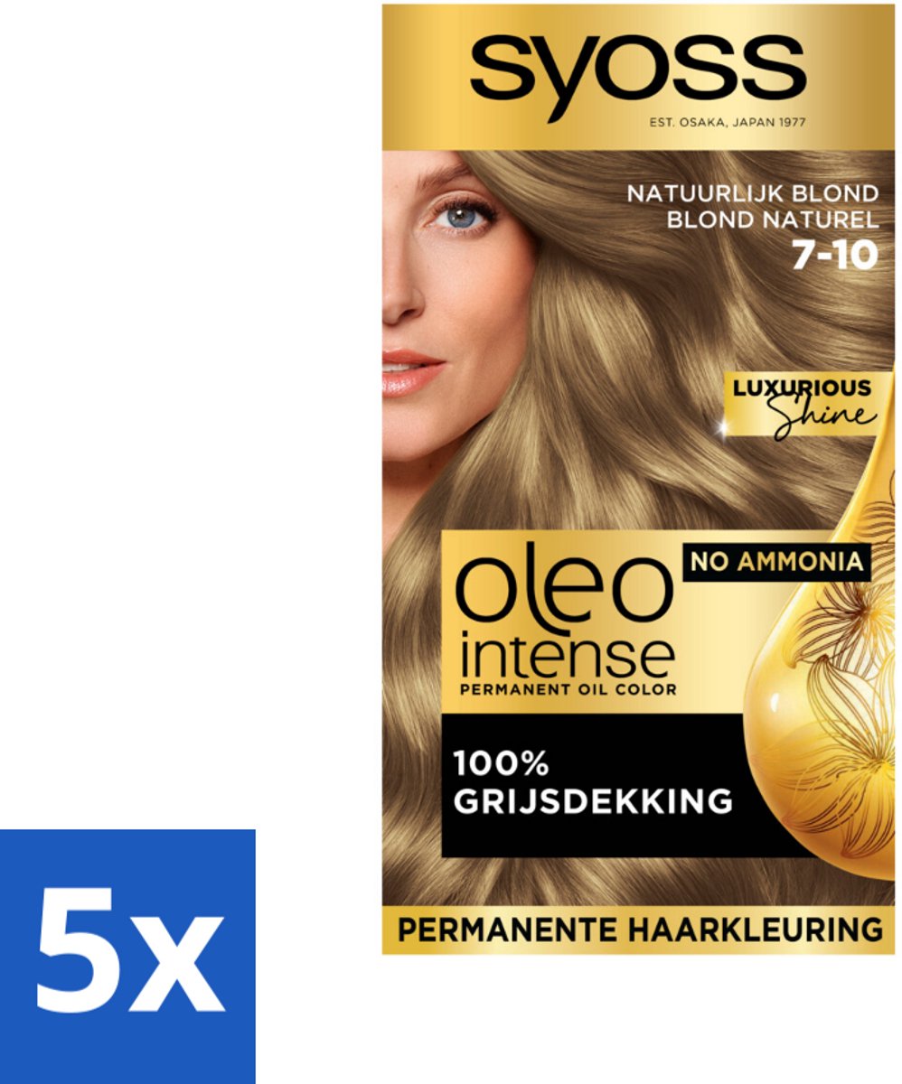 Syoss Oleo Intense - Haarverf - 7-10 - Natuurlijk Blond - 115ml x 5