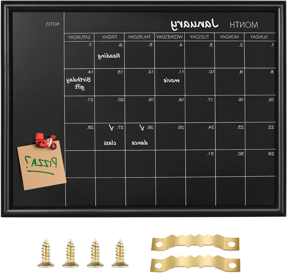 Provento - Magnetisch krijtbord voor planning en memo's, 30 x 40 cm, zwart houten frame