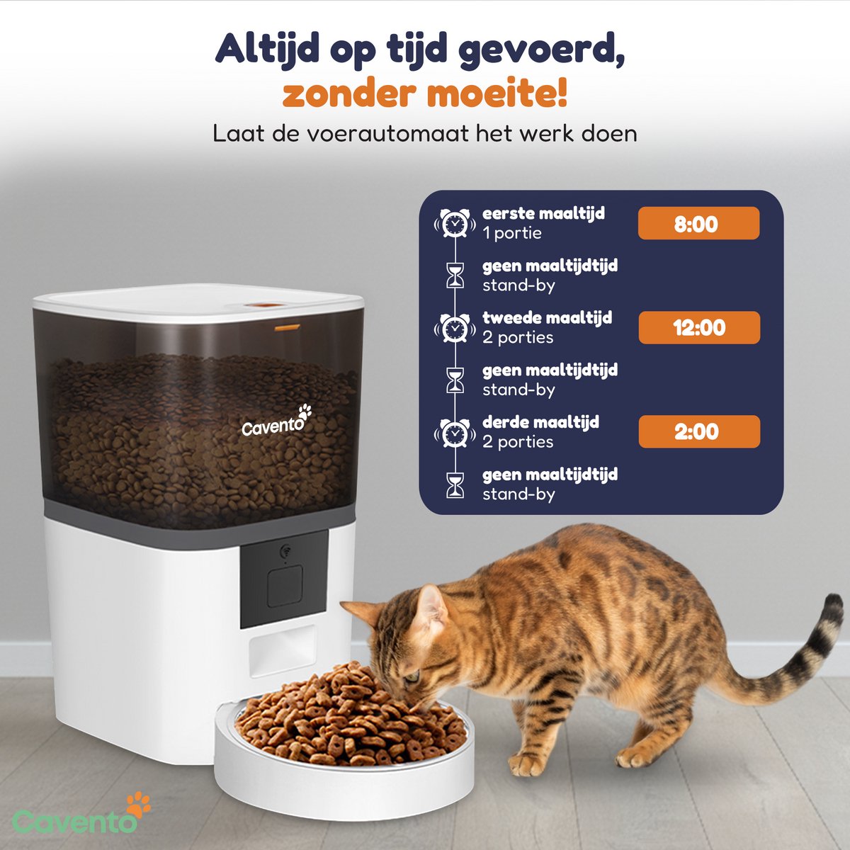 Cavento Automatische Voerbak 6L Wit met App-Besturing - afbeelding 2