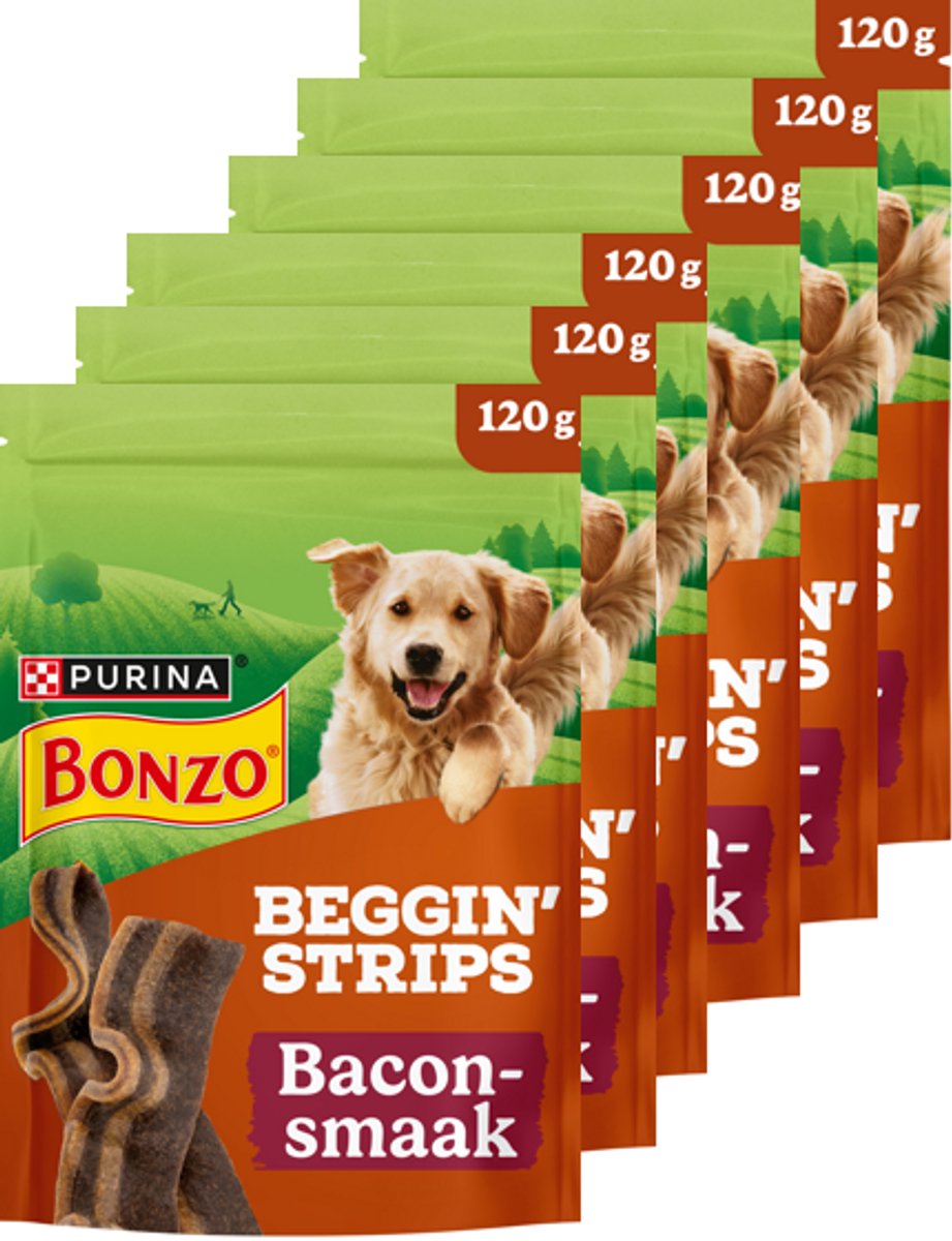 Bonzo Beggin' Strips - Hondensnacks Bacon - 6 x 120g