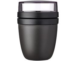 Mepal Lunchpot Ellipse - 500 ml - Yoghurt en Muesli beker to go - Geschikt voor vriezer. magnetron en vaatwasser - Nordic black