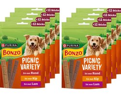Bonzo Picnic Variety - Hondensnacks - Rund Kip & Lam - 8 x 100 g