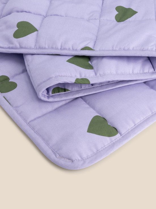 BLENKZ Verzwaringsdeken Kind 5kg – 140x200 – Hartjes paars groen – Voor kinderen vanaf ±6 jaar en tieners – Verzwaringsdeken 1-persoons – Zwaartedeken