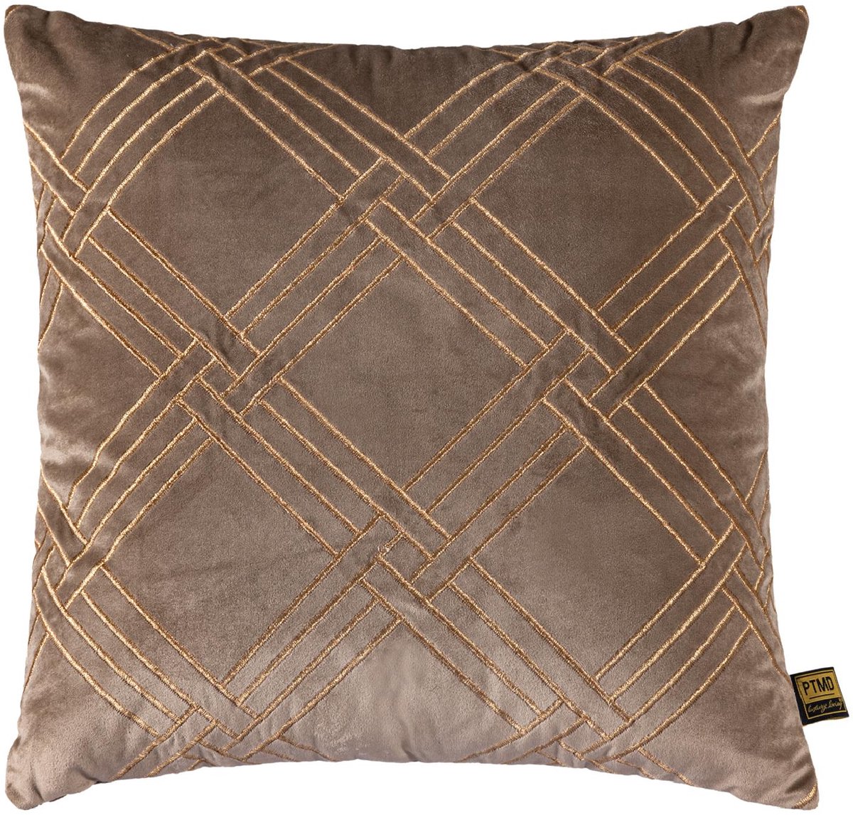 PTMD Cerine Sierkussen - 45x3x45 cm - Fluweel - Bruin