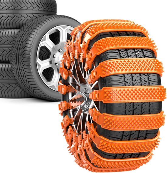 Sneeuwkettingen - Verstelbare Antislip Sneeuwbanden Voor Chauffeurs En Outdoor-gebruikers - Geschikt voor banden met een breedte van 16.5-27.5cm - Zware Winter Tractie Met Sterke Grip Voor Ijs Sneeuw Aanhangers - 10 stuks - oranje