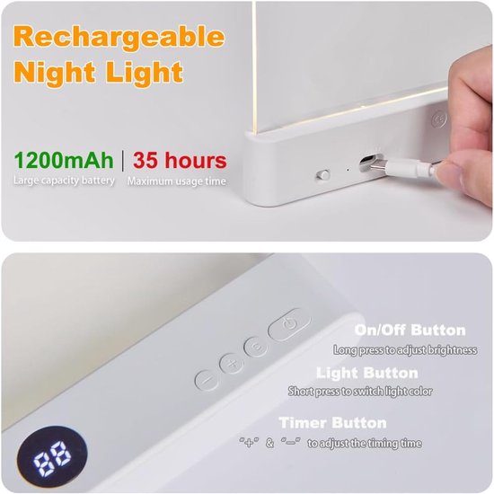 leeslampje voor boek - leeslampje - boekenlegger Boeklamp - leeslampje voor in bed - platte leeslamp - flexilight leeslampje - leeslampje voor boek oplaadbaar usb - 3 verstelbaar met timerfunctie - Geschikt om 's avonds te lezen - Wit van Boeklamp — afbeelding 5