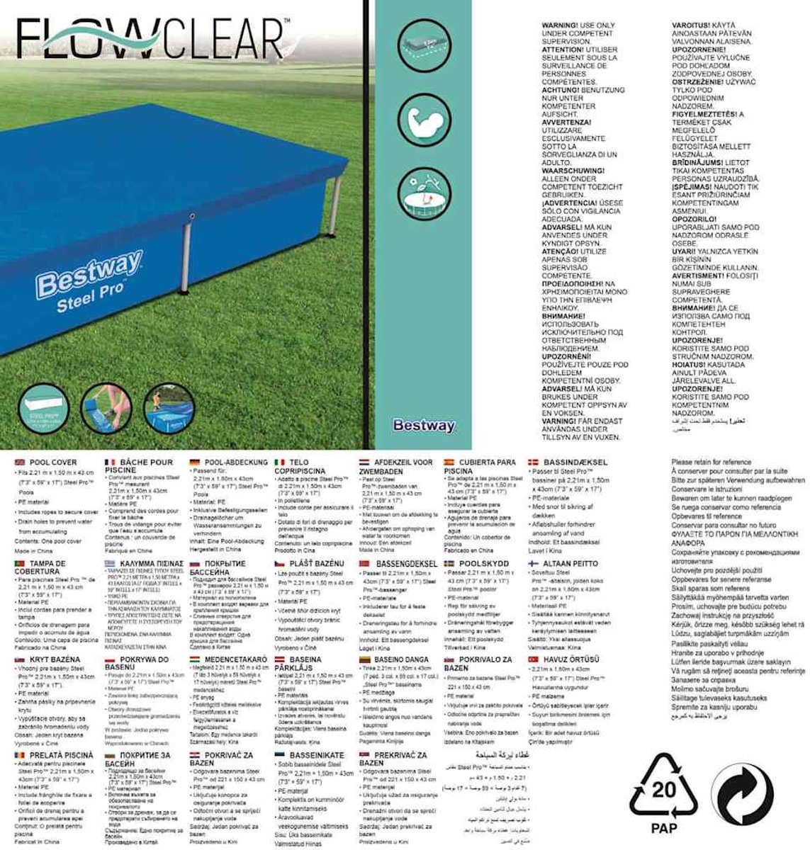 Bestway Zwembad Afdekzeil - 221 x 154 cm