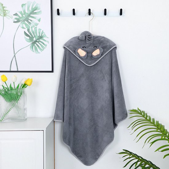 Fleece Badcape met Capuchon - 80x80 cm - Grijs - Dier - Baby - Kraamcadeau - Babycape van Jollein — afbeelding 3