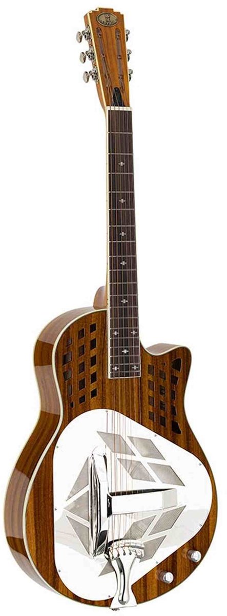 Royall KOA12 Tricone Resonator 12-Fret – Hawaïaans Koa, Cutaway, Natural Gloss, softcase