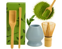 Matcha-Set 4-in-1 – Blauw – Bambus & Keramik – Japanisches Teezubereitungsset