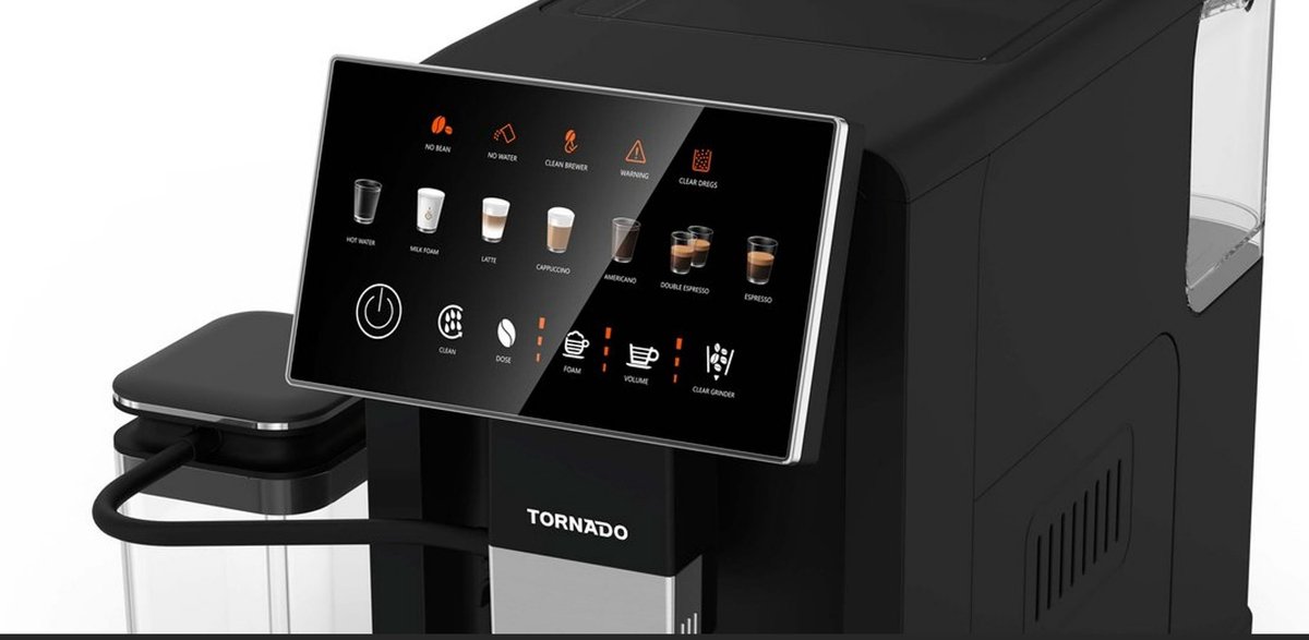 Tornado TCMA-1001-GS - Volautomatisch Koffiezetapparaat - 20 Bar - Dual Boiler - Melkreservoir - Touchdisplay — afbeelding 4