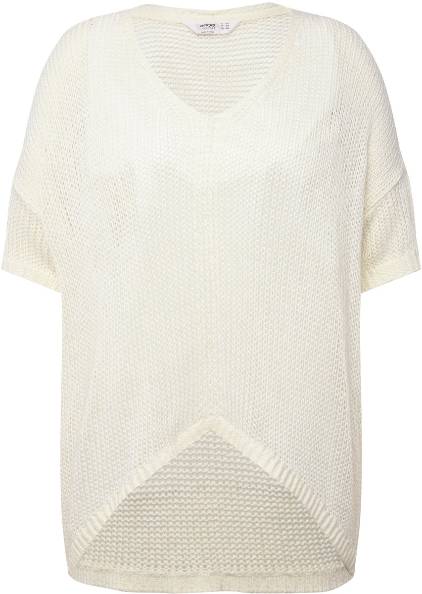 Angel of Style - Dames - Trui boxy fit grofgebreid V-hals lange mouwen - Sneeuwwit - Maat 48+