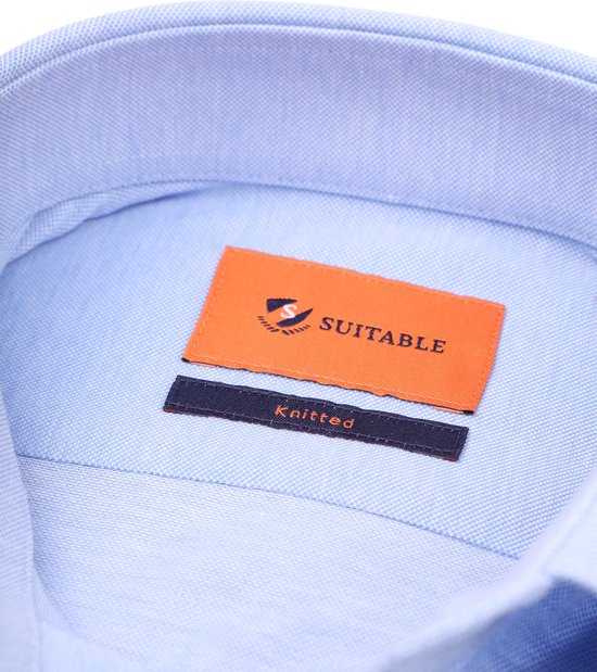 Suitable Overhemd Knitted Piqué Lichtblauw - Maat 40 - Heren - Casual Shirt