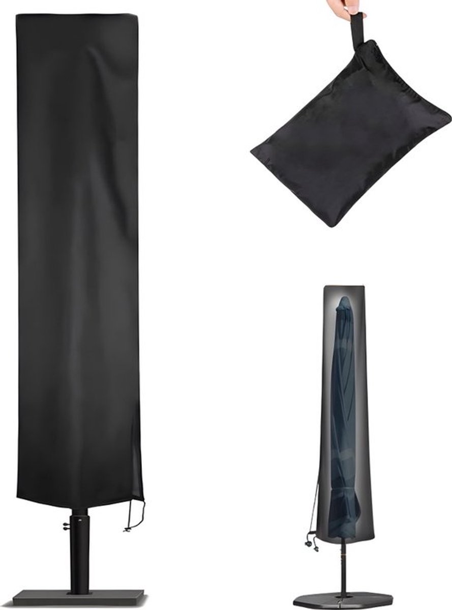 Parasolhoes - Parasolhoes voor Staande Parasol - 190×50×30cm - Waterdicht - Oxford 210D - Weerbestendig Robuust - Met Rits, Trekkoord En Opberghoes - voor Tuin, Strand, Balkon - Zwart