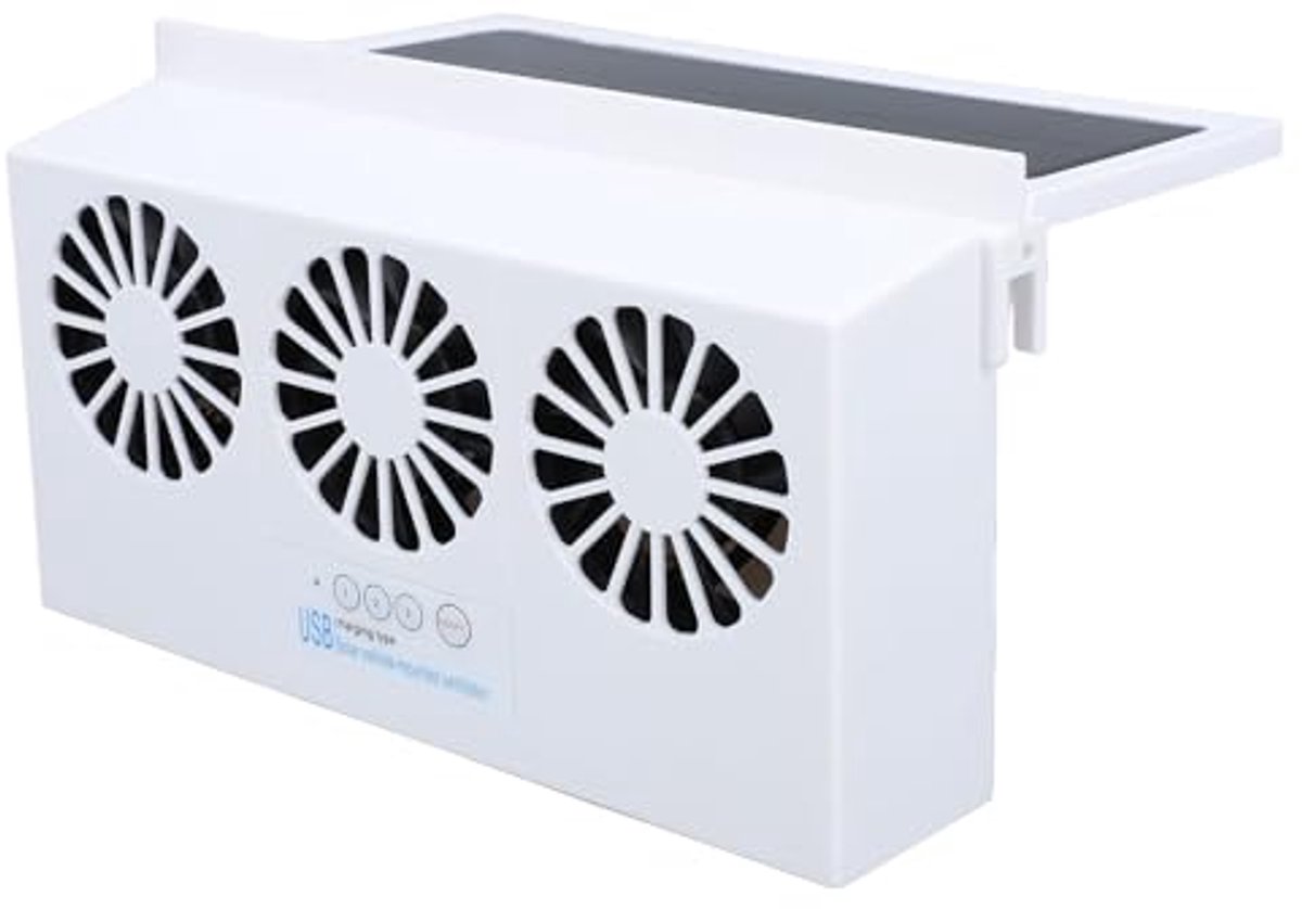 Auto-uitlaatventilator, 4500 Tpm, 3 Ventilatoren, Auto-ontluchter, Radiatorventilatoren op Zonne-energie, USB-aangedreven, Energiebesparend, Stille Autoruitkoeling, Luchtreiniger