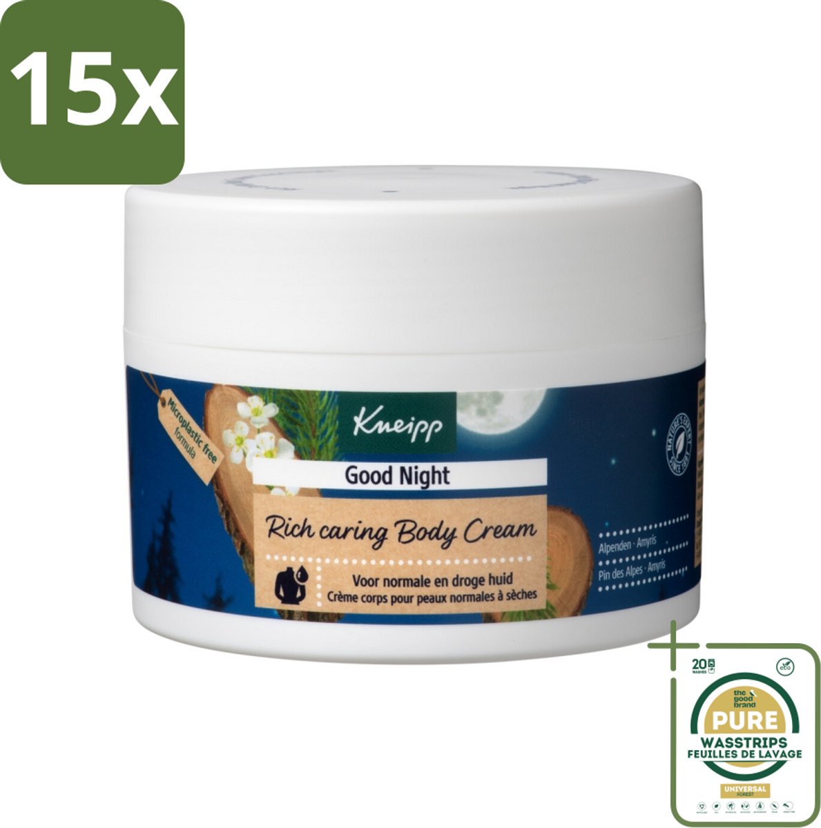15 x Kneipp - Body crème - Good Night - Alpenden & Amyris - 200 ml - Grootverpakking - Nachtcrème - Slaapverzorging - Rustgevende Crème - Huidverzorging - Ontspanning