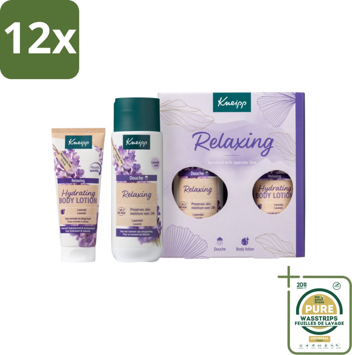 Kneipp – Relaxing Moments – Geschenkset – Lavendel – Douchegel & Bodylotion - Voordeelverpakking - 12 stuks - Douchegel - Bodylotion