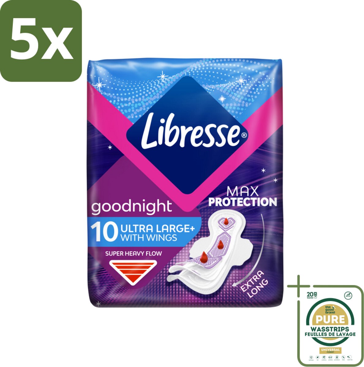 5 x Libresse – Inlegkruisjes – Invisible Goodnight 3 mm – Nachtbescherming – 10 Inlegkruisjes - Grootverpakking - Koffiezetapparaat