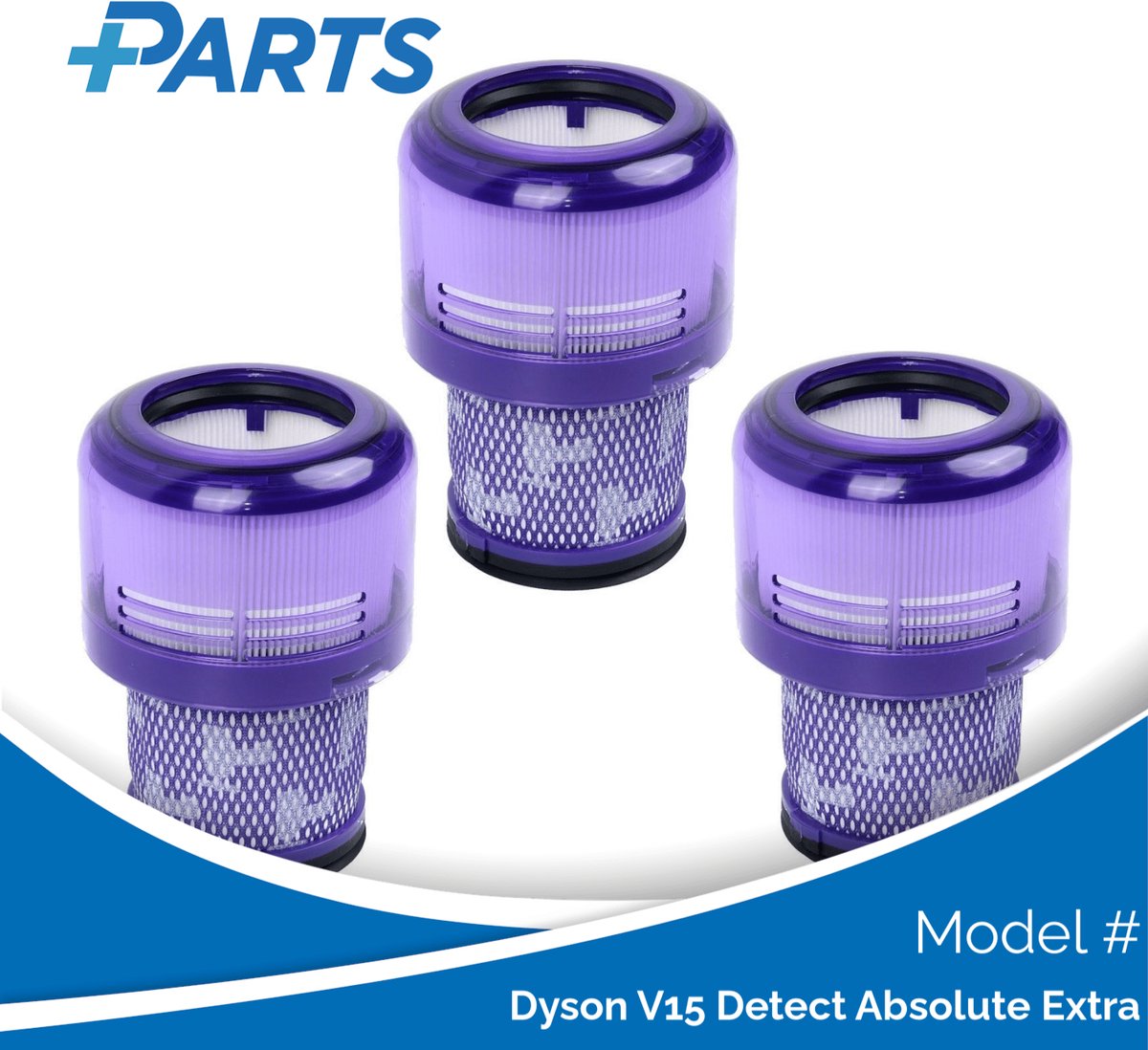 Dyson V15 Detect Absolute Extra Filters (3 Stuks, Plus.Parts® alternatief voor 970013-02)