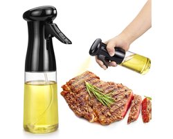 200ml Airfryer olijfolie spuitfles - Voedselveilig, geen schadelijke stoffen - Koken, bakken, Olie spuitfles - Salade & BBQ spuit - 8*6*20.5cm - Geschikt voor Airfryer koken, BBQ, feesten, kerstversiering - Zwart.