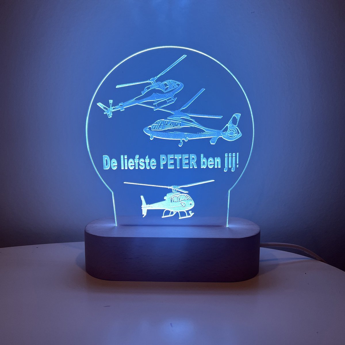 LED lamp liefste PETER | helicopter | liefste peter | peter vragen | peter worden | peetoom vragen | peettante worden | cadeau | geschenkdoos | giftbox | ellerliefste peter