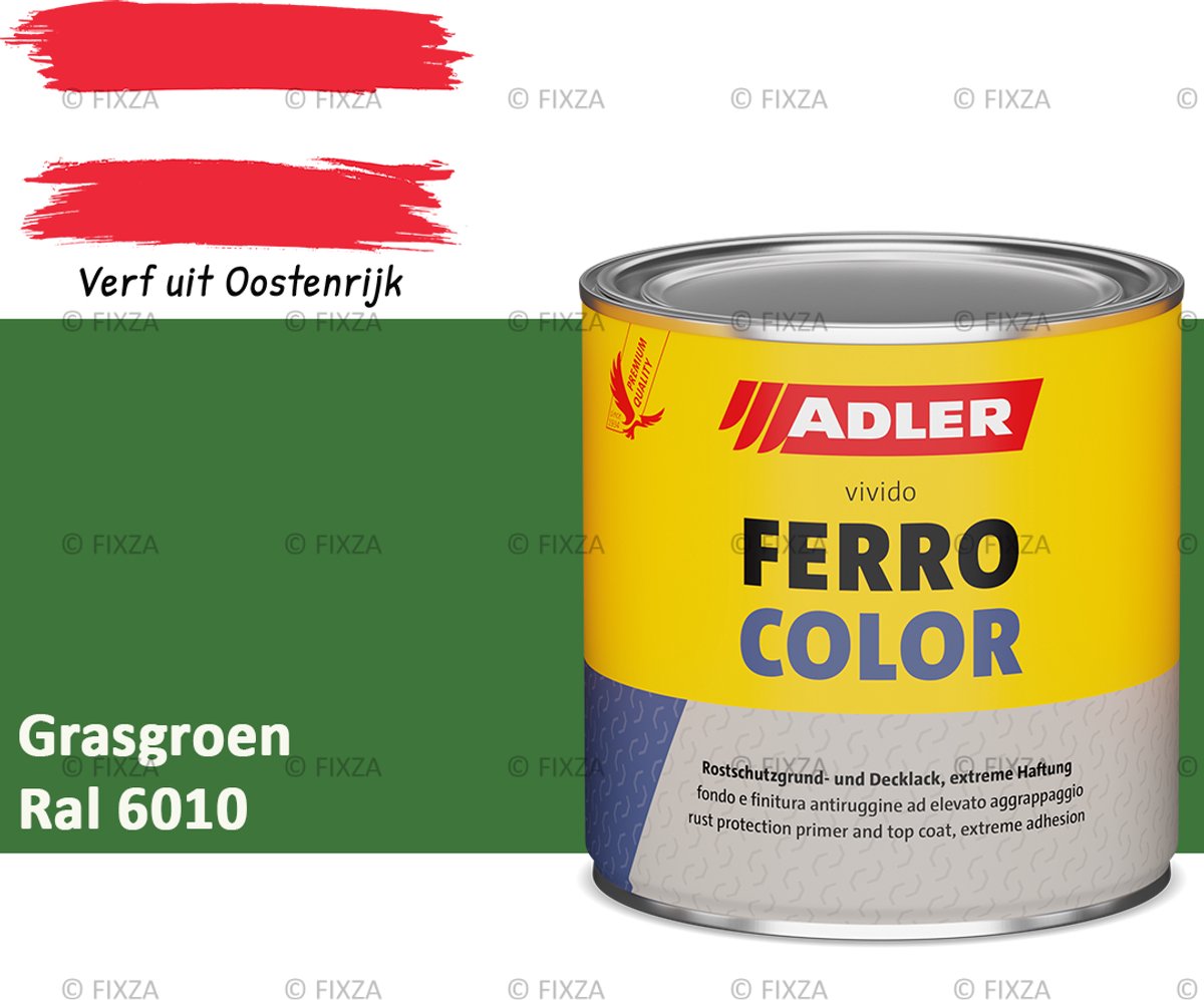 ADLER Ferrocolor 3in1 roestwerende verf – 0,75 Liter – Grasgroen – Grondverf en aflak in één – Voor binnen & buiten – Voor ijzer, staal, zink & aluminium – Milieuvriendelijk – Zonder primer
