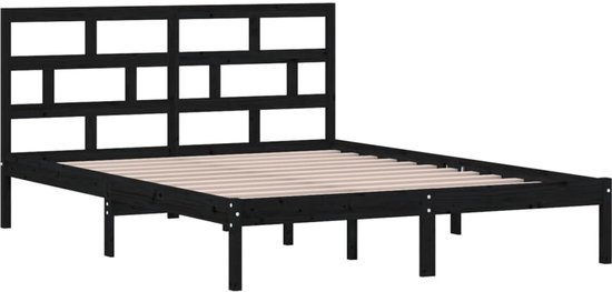 vidaXL Bois massif Noir 150x200 cm 5FT King Size