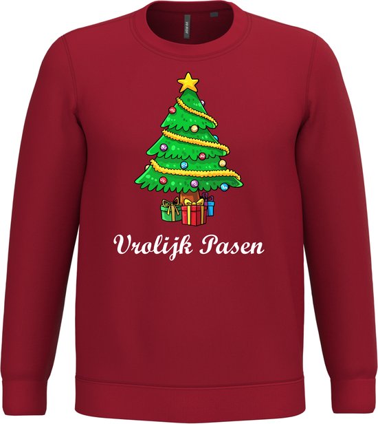 Pull de Noël Joyeuses Pasen | Pulls de Noël moches pour hommes et femmes | Pull de Noël | Rouge | taille L.