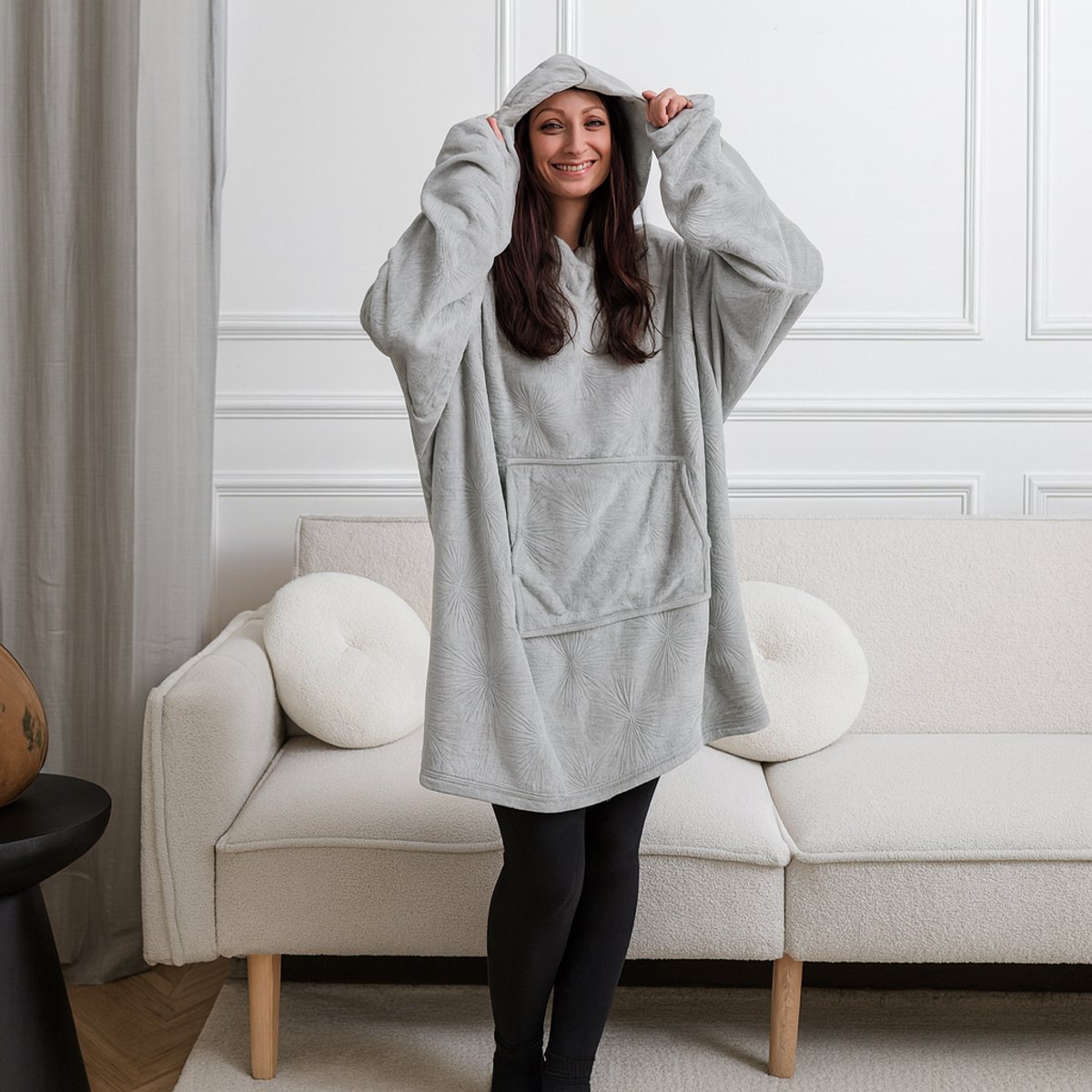 CMP snuggle hoodie - dames - grijs - zonder voering - bladprint - steekzak