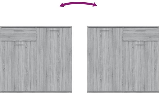 vidaXL Buffet 80x36x75 cm Bois d'ingénierie Chêne Sonoma gris - Buffet - Commodes - Armoire - Armoire murale