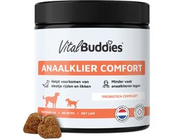 Anaalklieren Hond Supplement – Bij Verstopte Anaalklieren, Sleetje Rijden en Gevoelige Anus – 100% Natuurlijk – 60 Snoepjes – Ondersteunt Darmgezondheid, Spijsvertering en Stevige Ontlasting – 3+ Miljard CFU Probiotica