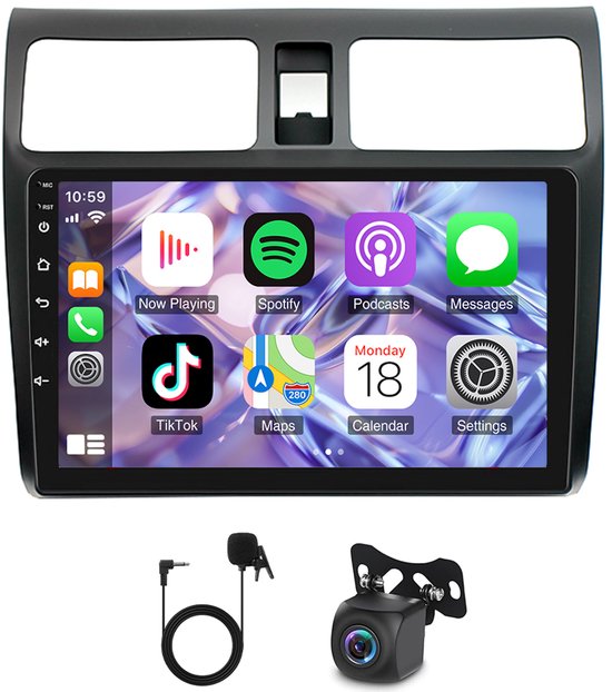 10 Inch Auto Radio Android 15 Met Compatible Carplay GPS Voor Suzuki Swift 2005-2010 2GB+64GB Bluetooth WIFI RDS SWC Mirror Link Aftermarket