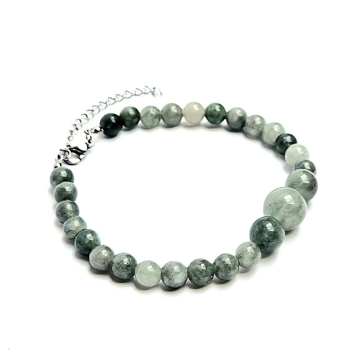 Handgemaakte Jade Armband – Birma Jade – Stainless Steel zilverkleurig - Kralenarmband edelstenen - The Jewellery Salon