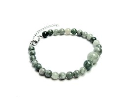 Handgemaakte Jade Armband – Birma Jade – Stainless Steel zilverkleurig - Kralenarmband edelstenen - The Jewellery Salon