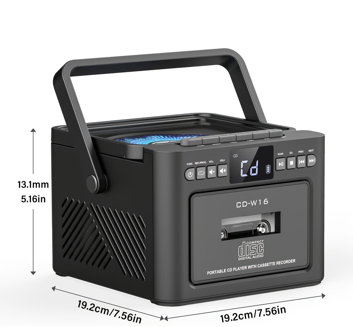 Retro CD-Cassette Speler - 5000mAh Accu - Draagbare Boombox thumbnail 5