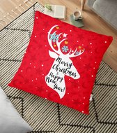 Vloerkussenhoes -70x70cm - Merry Christmas & Happy New Year - Kerst - De Groen Home