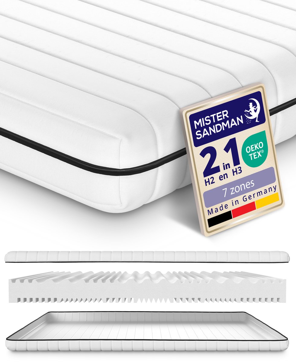 Matras - 180x200 - 7 zones - koudschuim - premium plus tijk - 15 cm - Stevig