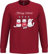 Kersttrui Meowy Catmas | Foute Kersttrui heren dames | Christmas Sweater | Rood | maat 4XL